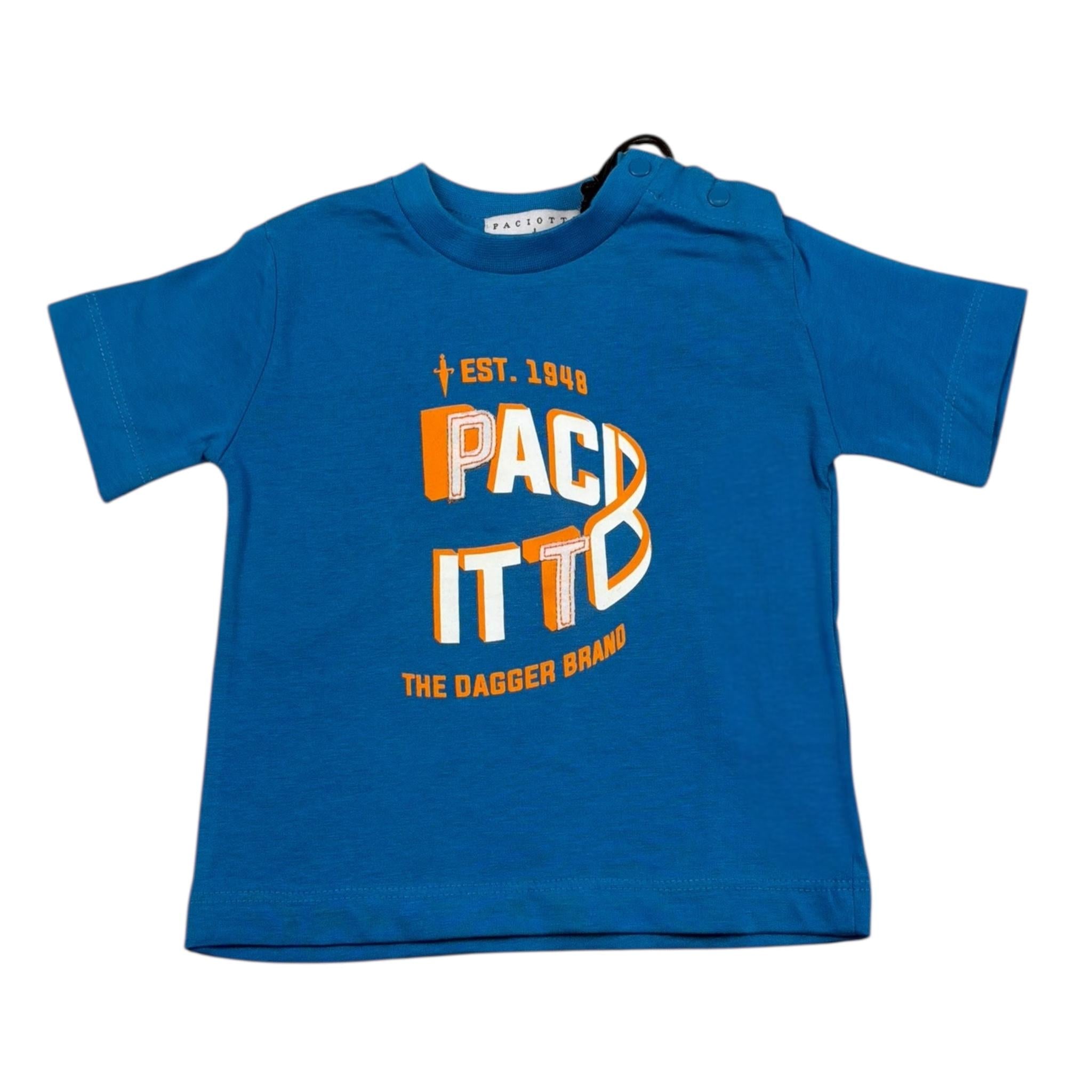 Cesare Paciotti T-Shirt Girocollo Tinta Unita con Stampa per Bambino TSP5117B BLU CESARE PACIOTTI 