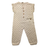 Wedoble Plain Beige Openwork Sleeveless Romper For Baby Girl