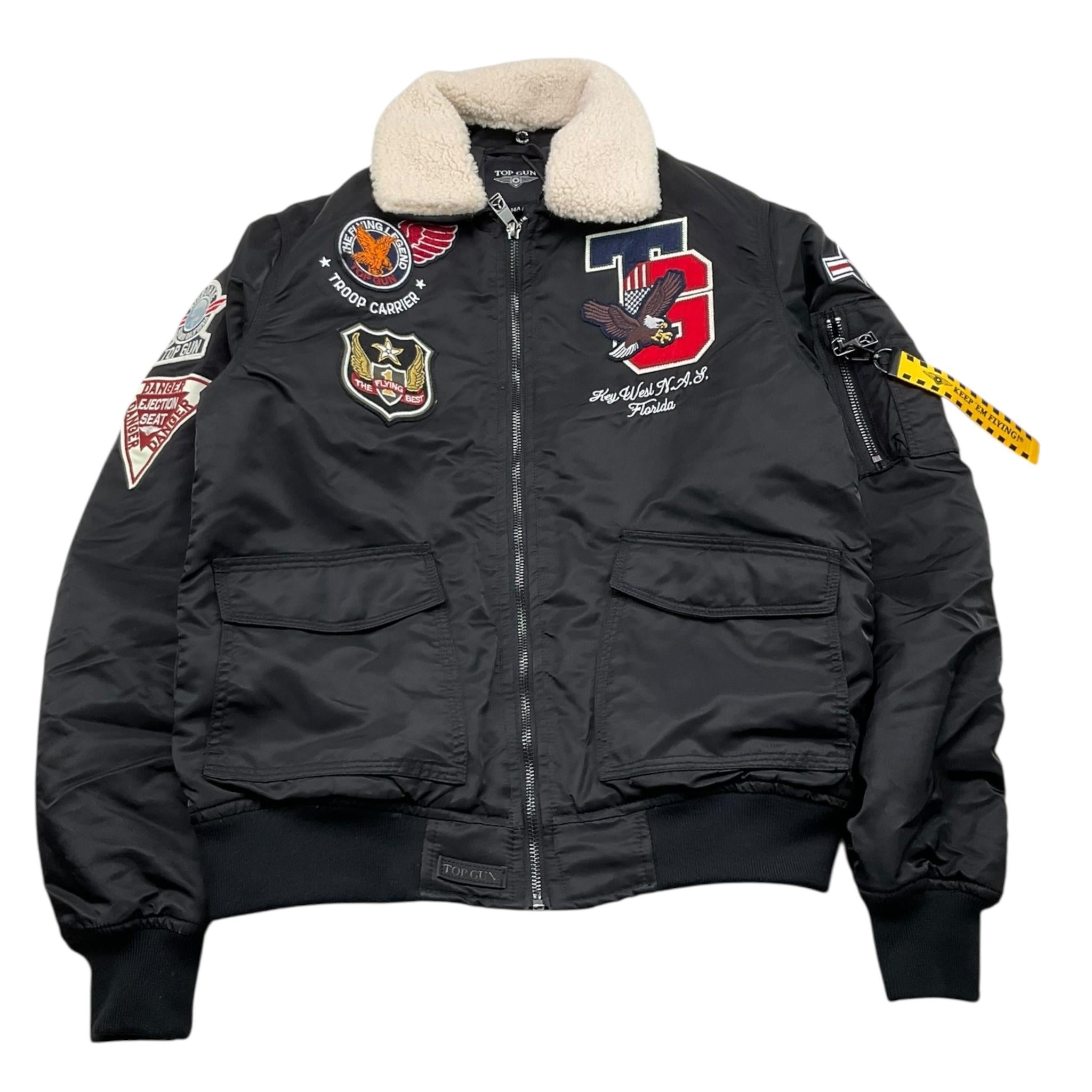 TOP GUN giubbino tinta unita con ricami e colletto pelliccia Nero per Bambino 02G0586 NERO TOP GUN 