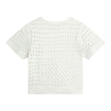 Chloe' Solid Color Round Neck Perforated Silver T-Shirt For Girls