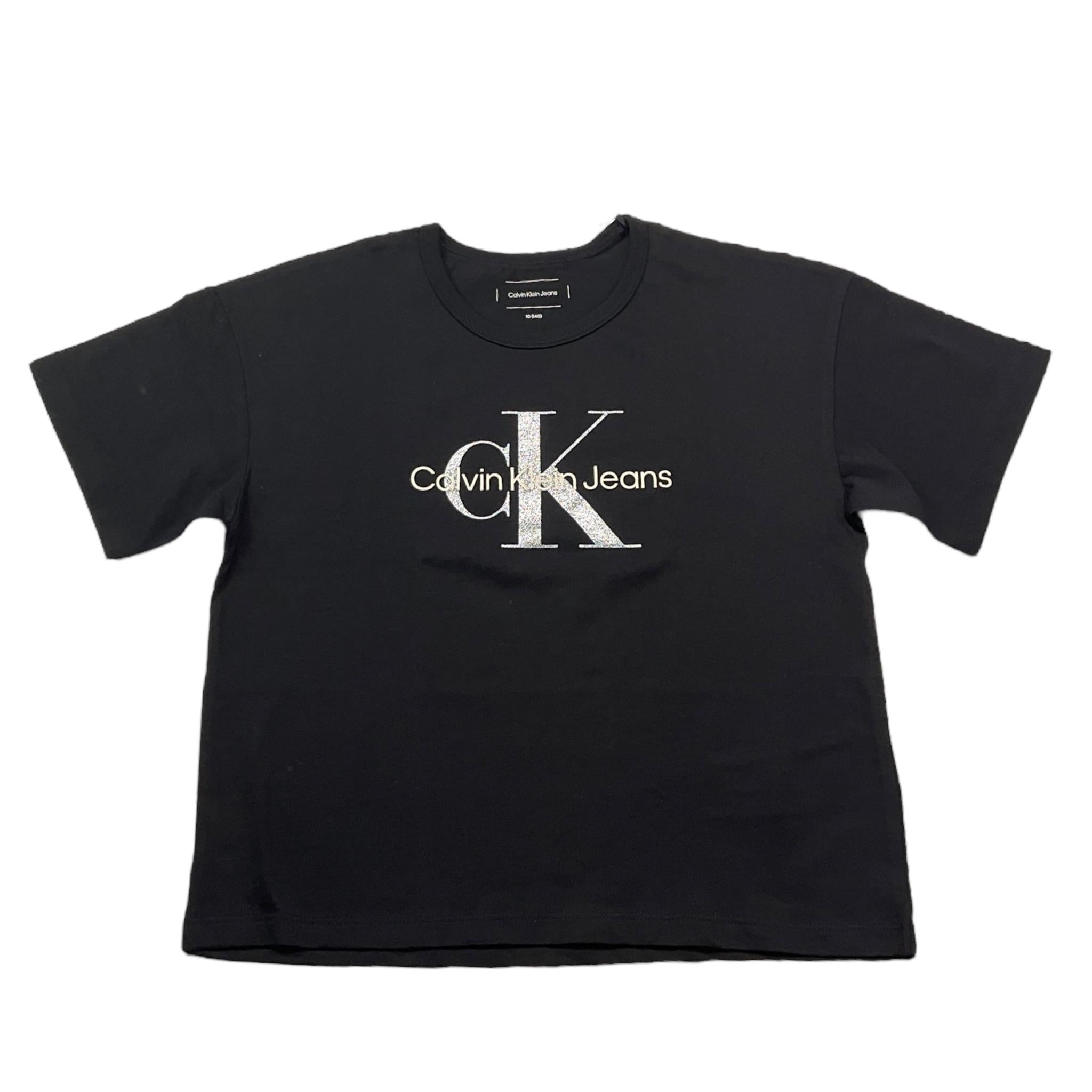 Calvin Klein T-Shirt Girocollo Tinta Unita con Logo per Bambina IG0IG02801 NERO CALVIN KLEIN 