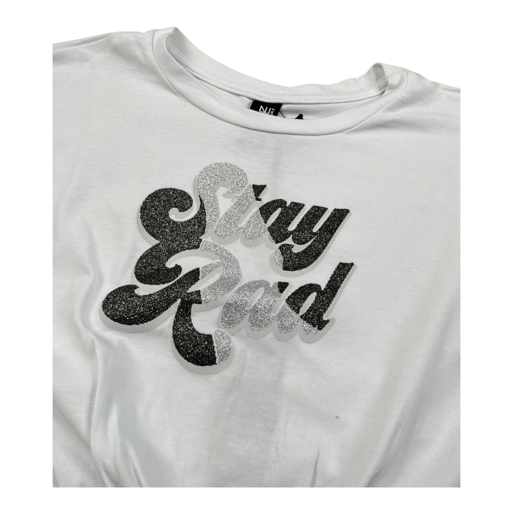 Naice T-Shirt Girocollo Tinta Unita Modello Crop per Bambina 27190 BIANCO NAICE 