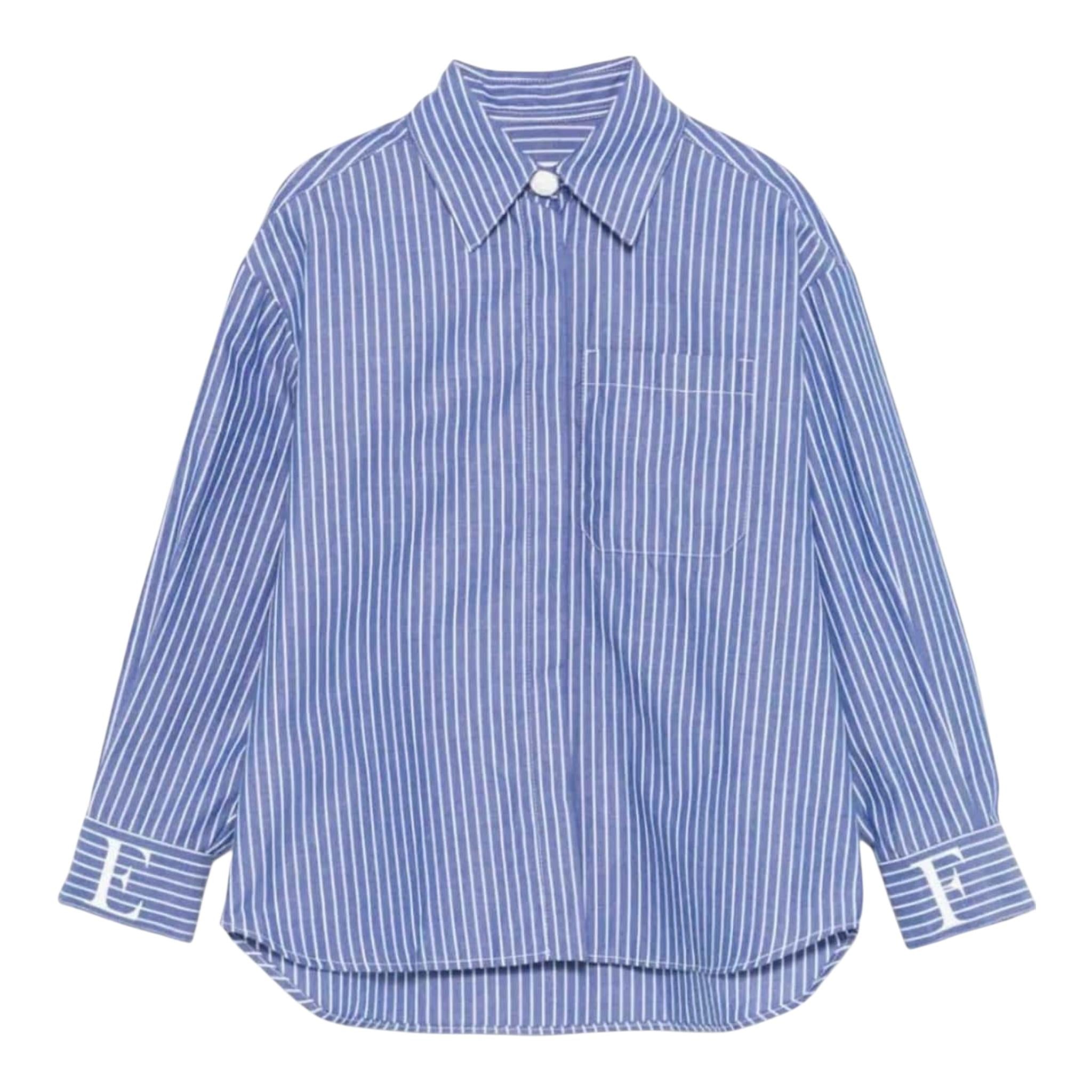 ELISABETTA FRANCHI camicia tinta unita con fantasia a righe Azzurro per Bambina EFCA243 AZZURRO ELISABETTA FRANCHI 