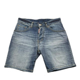 Dsquared2 Solid Color Denim Bermuda Shorts With Pockets Blue For Boys