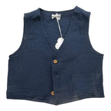 Lalalu' Solid Color Vest With Blue Buttons For Boys
