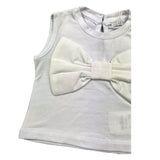 M+E' Solid Color Crew Neck Tank Top with White Bow for Baby Girls