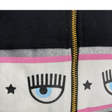 Chiara Ferragni Solid Color Zip Up Hoodie With Black Print For Girls