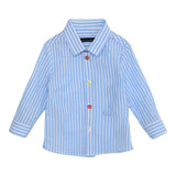 Daniele Alessandrini Long Sleeve Shirt Striped Pattern White/Blue For Newborn
