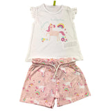 Losan 2 Piece Set T-Shirt-Short Two-Tone White/Pink for Baby Girl