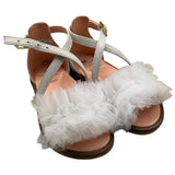 Elisabetta Franchi Sandals Solid Color With Buckle Closure And White Tulle For Girls