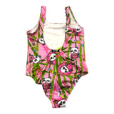 Mousse One Piece Swimsuit Solid Color with Contrast Prints Pink for Girls