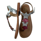 Colors Of California Solid Color Sandal With Silver Star Applique For Girls