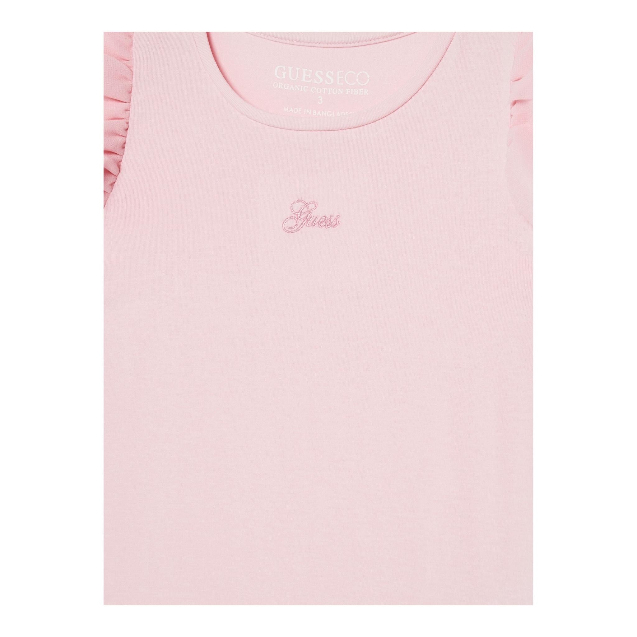 Guess T-Shirt Tinta Unita con Tulle per Bambina K5RI22K6YW4XJ ROSA GUESS 
