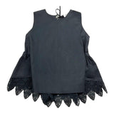 Meimeij Black Embroidery Solid Color Sleeveless Top For Girls