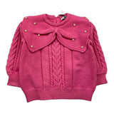 JANICE maglia girocollo tinta unita con perle Rosa per Neonata JN627N ROSA JANICE 