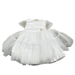 Le Bebe' Abito Cerimonia tinta unita con Tulle Bianco per Neonata LBG3930 BIANCO LE BEBE' 