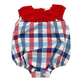 Juliana Red Checked Half Sleeve Romper For Baby Girl