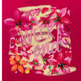 Cecyle Solid Color Crew Neck T-Shirt With Fuchsia Pattern For Girls