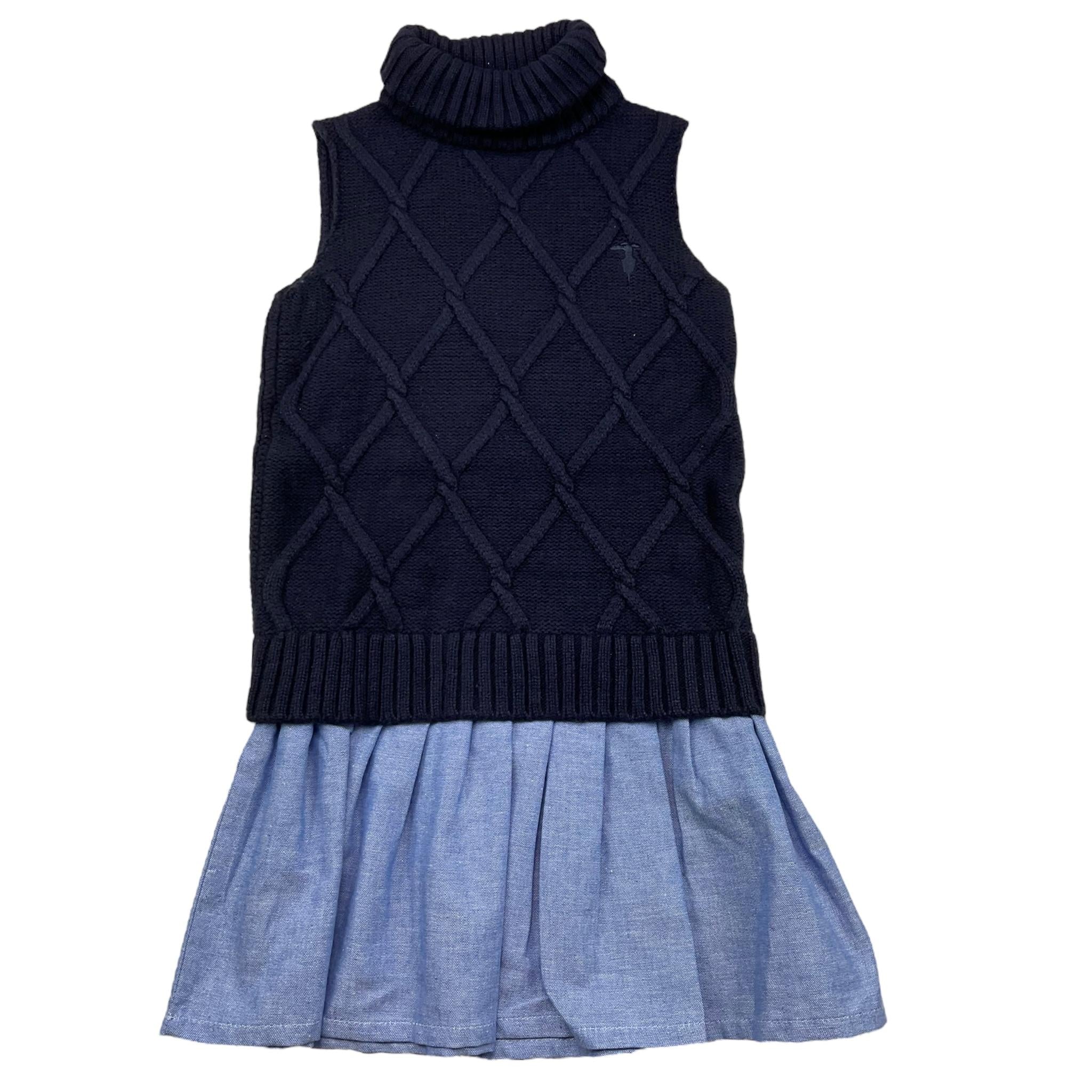 TRUSSARDI abito giromanica collo alto tinta unita Blu per Bambina TGA25033VE BLU TRUSSARDI 