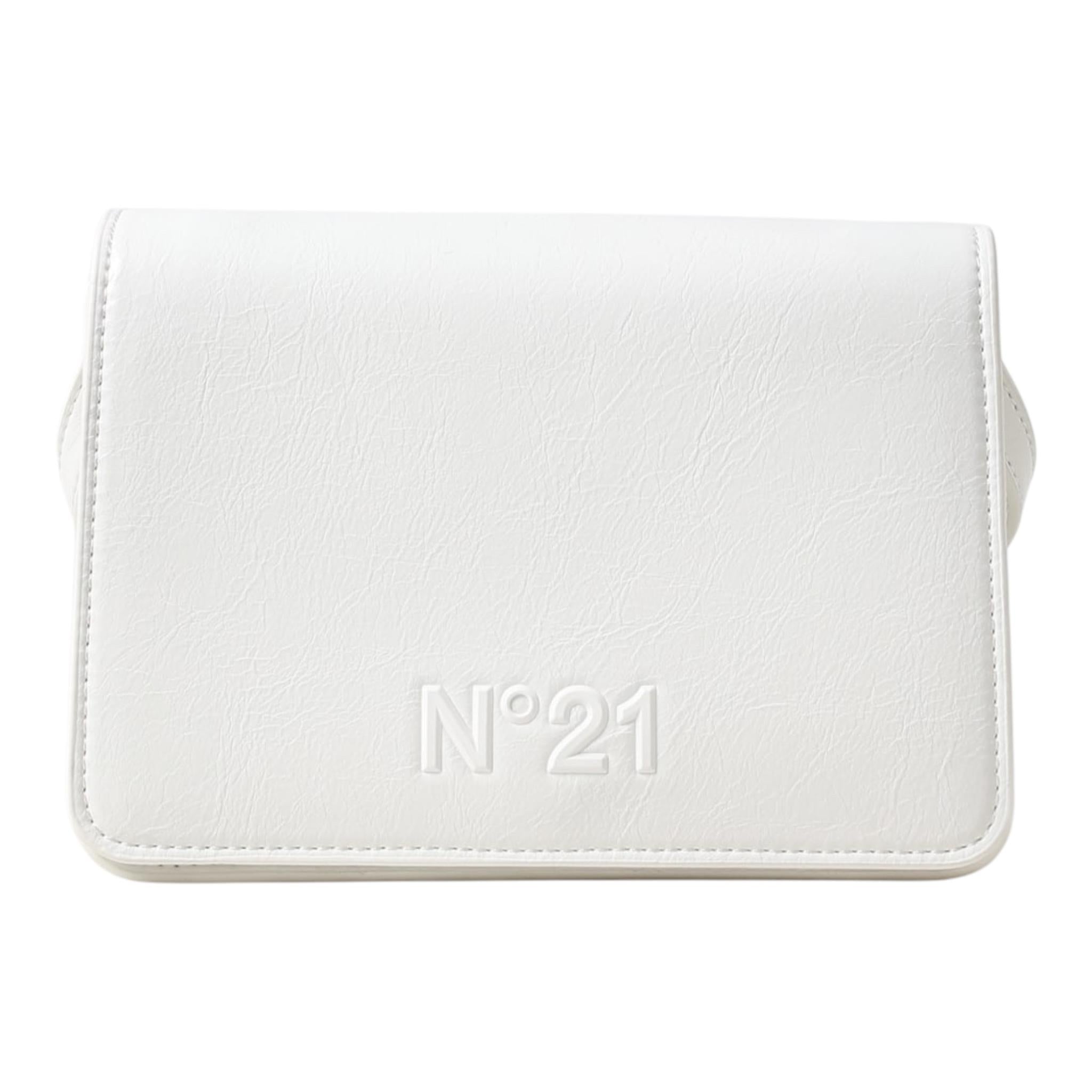 N°21 borsa tinta unita con logo e tracolla Bianco per Bambina N21A35 BIANCO N°21 