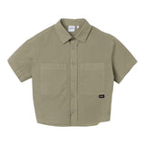 Aspesi Green Button Down Half Sleeve Shirt For Girls