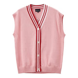 EMPORIO ARMANI gilet tinta unita scollo a v con ricami in contrasto Rosa per Bambina 6R4M52 ROSA EMPORIO ARMANI 