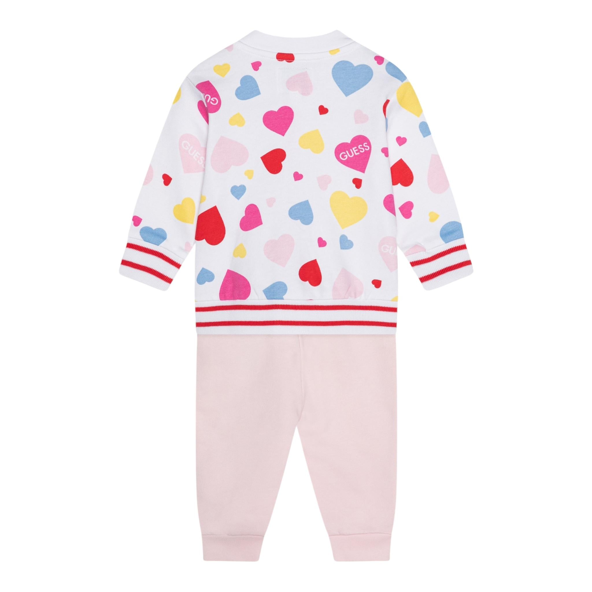 GUESS completo 2 pezzi felpa-pantalone Bianco/rosa per Neonata A4YG03AKA6R3 BIANCO/ROSA GUESS 