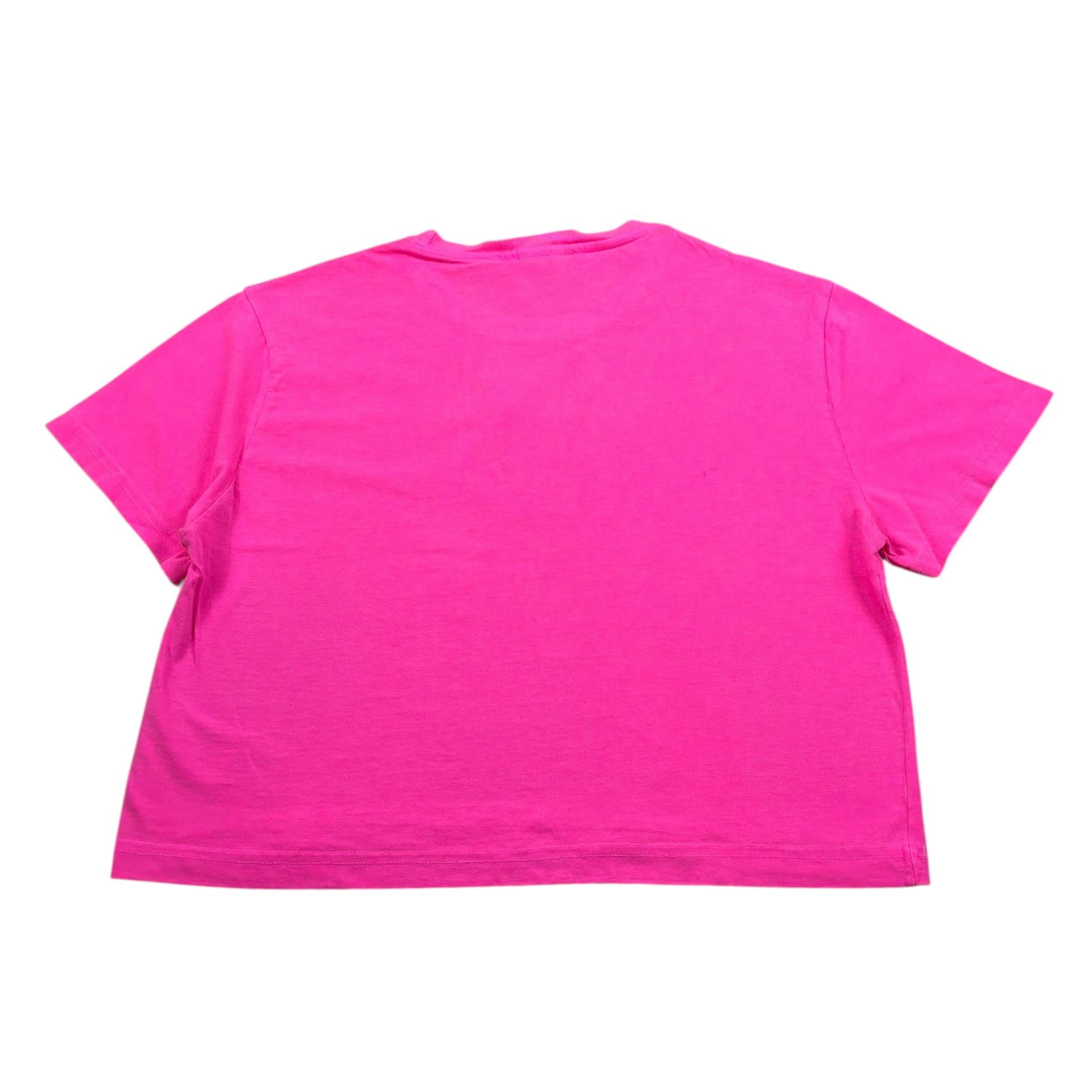 Shoe T-Shirt Girocollo tinta unita con Logo Fuxia per Bambina SHSS5G12 FUXIA SHOE 