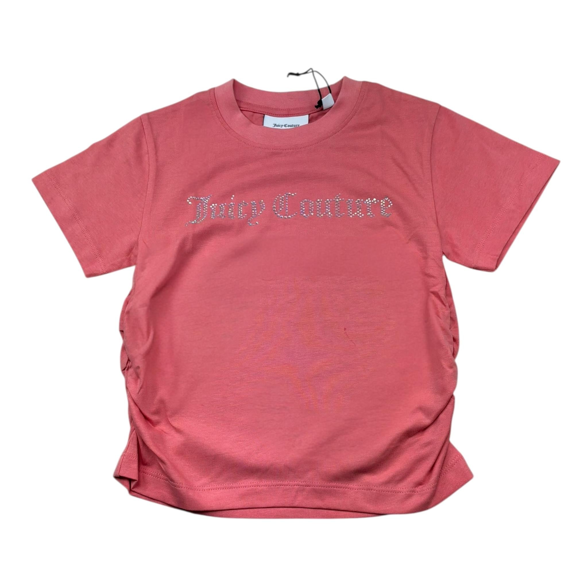 Juicy Couture T-Shirt Girocollo Tinta Unita con Brillantini per Bambina JBX6550X PESCA JUICY COUTURE 