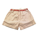 Zhoe &amp; Tobiah Solid Color Striped Shorts With Beige Belt For Girls