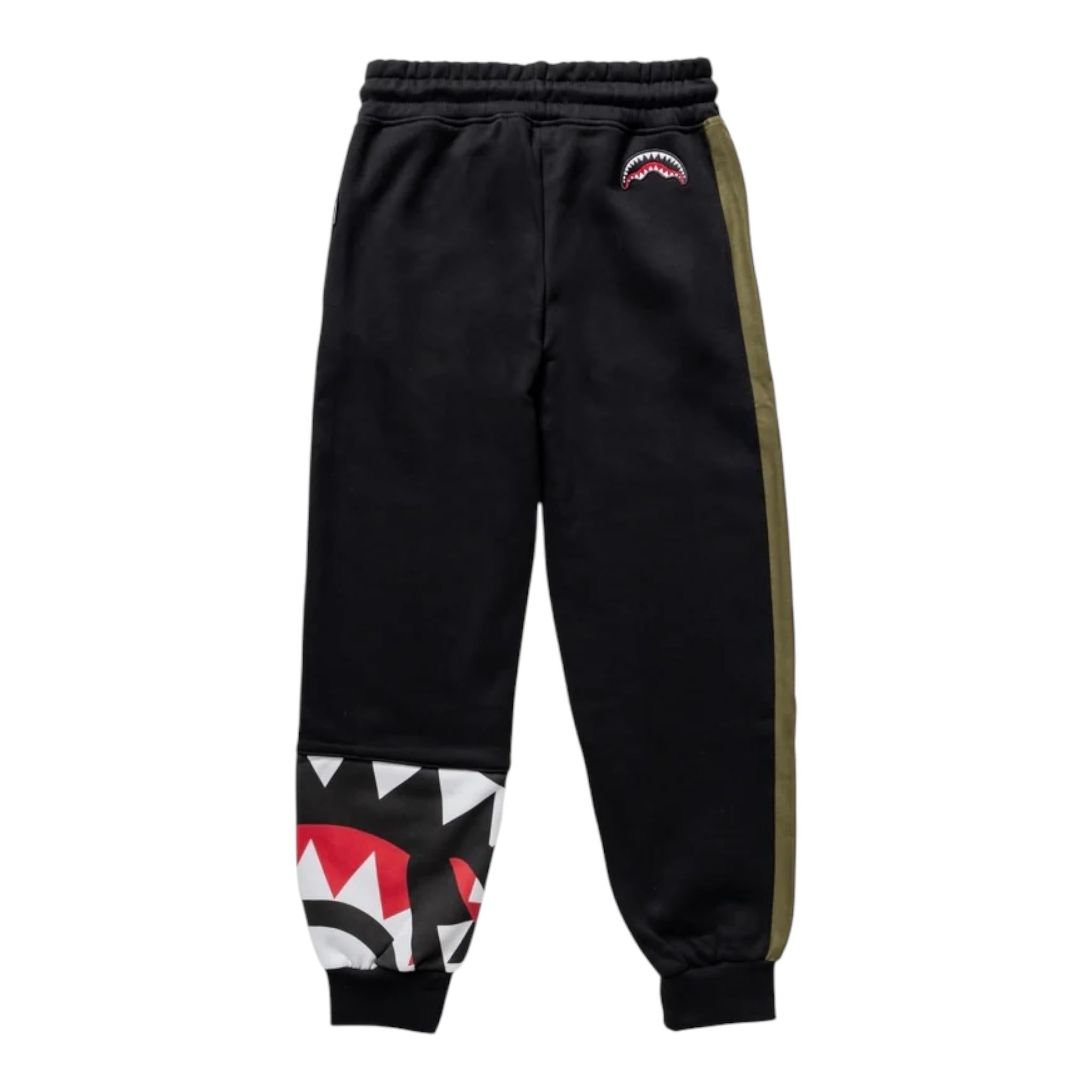 SPRAYGROUND pantalone tuta tinta unita con stampa in contrasto Nero per Bambino SPY1202 NERO SPRAYGROUND 