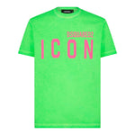 Dsquared2 T-Shirt Girocollo tinta unita con Logo Verde Fluo per Bambino DQ2416 VERDE FLUO DSQUARED2 