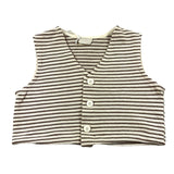 Lalalu' Solid Color Vest With Beige Striped Pattern For Newborn