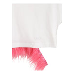 Liu Jo T-Shirt Girocollo Tinta Unita con Stampa E Piume per Bambina GA5169 BIANCO LIU JO 