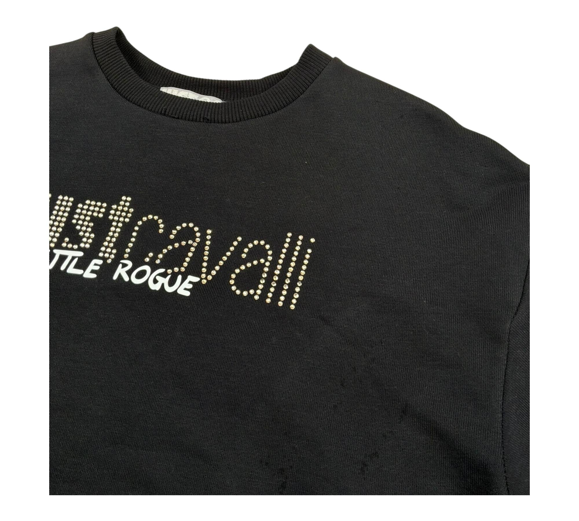 Just Cavalli Felpa Chiusa Girocollo Tinta Unita Modello Crop per Bambina JGP26174FE NERO JUST CAVALLI 