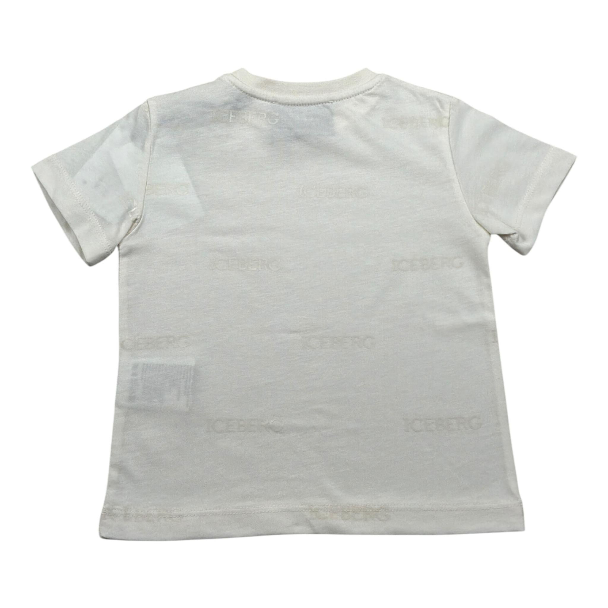 Iceberg T-Shirt Girocollo tinta unita con Logo Bianco per Neonato TSICE5115BX BIANCO ICEBERG 