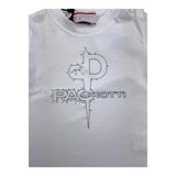 Cesare Paciotti Solid Color Crew Neck T-Shirt with White Logo Print for Newborns
