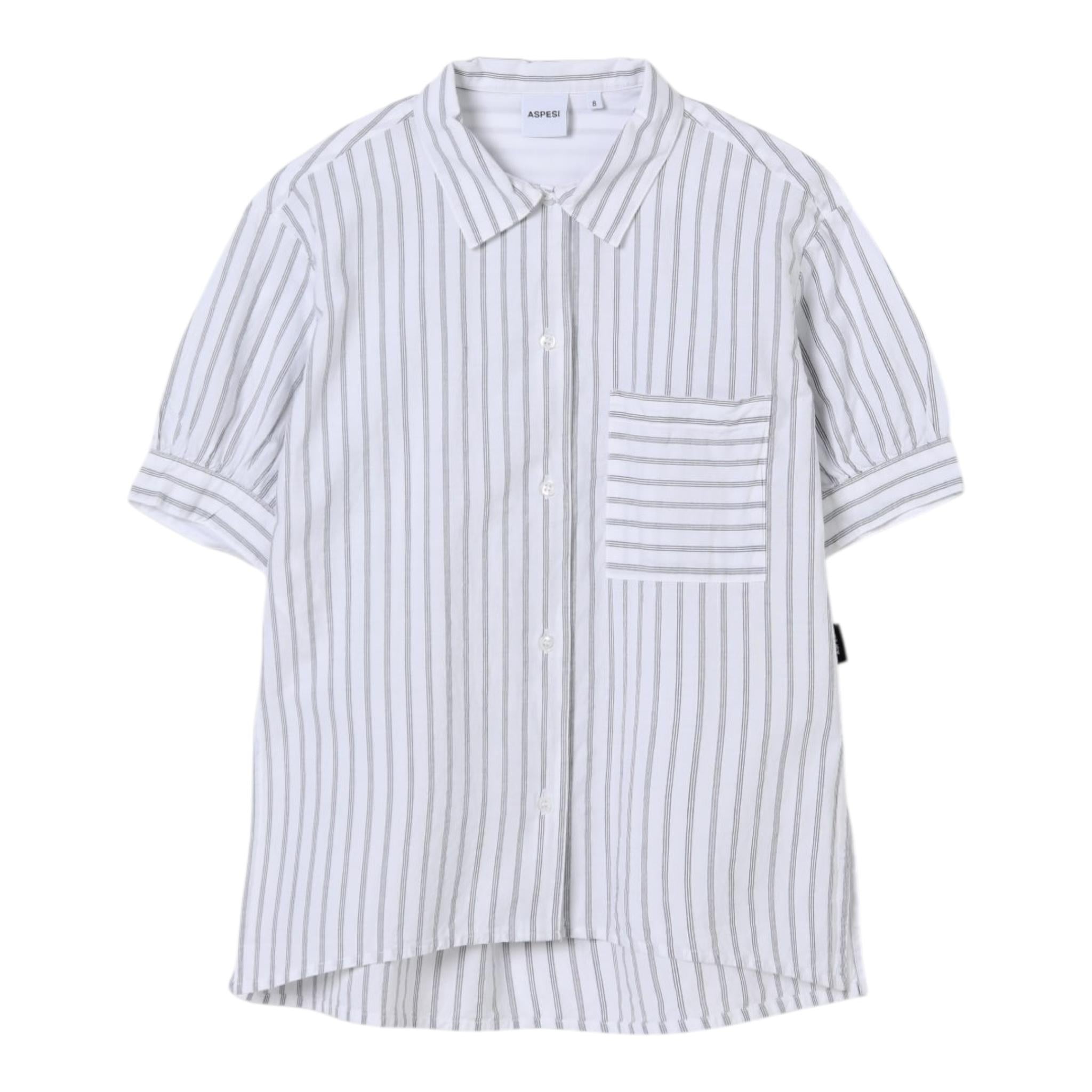 Aspesi Camicia Mezza Manica Tinta Unita Fantasia A Righe per Bambina S25044CLC6065X BIANCO ASPESI 