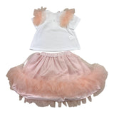 Barcellino Complete 2 Piece T-Shirt-Skirt Two-Tone White For Girls