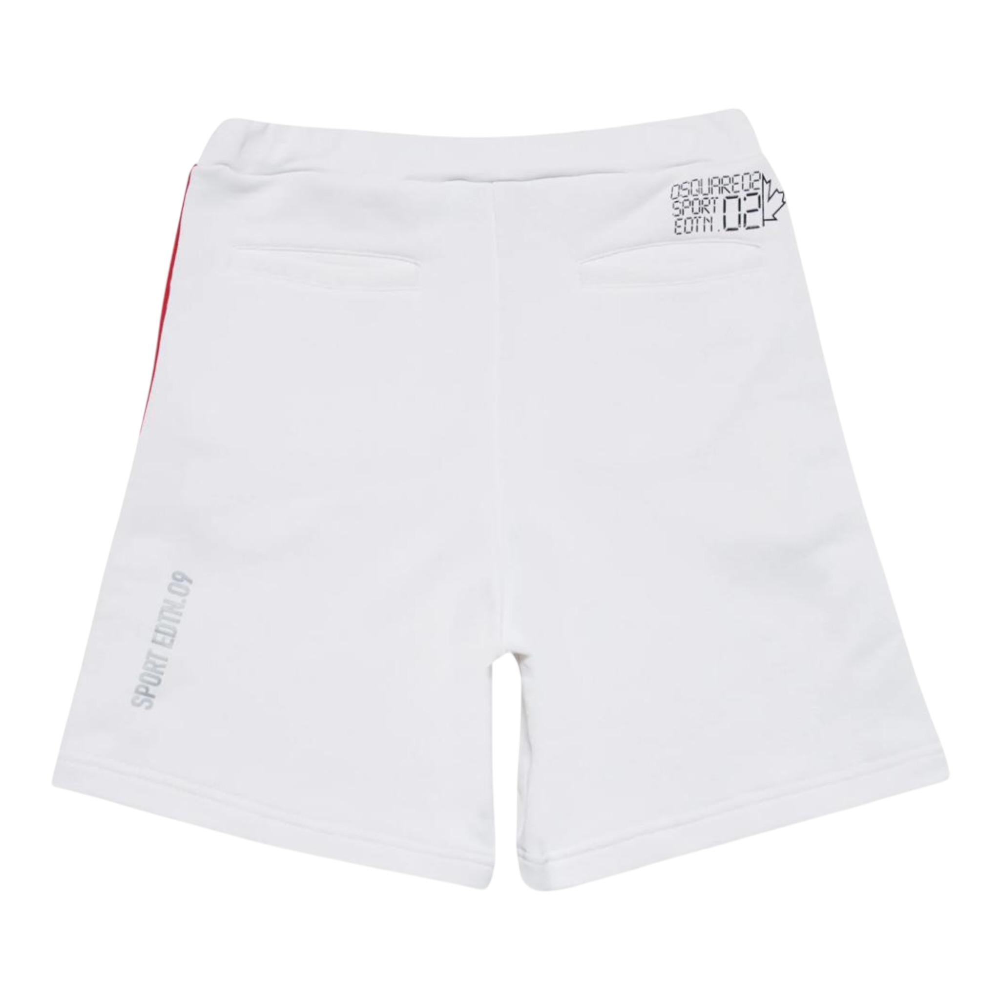 Dsquared2 Bermuda Tinta Unita con Profili In Contrasto per Bambino DQ2177 BIANCO DSQUARED2 