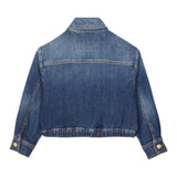 Balmain Denim Jacket Solid Color With Blue Buttons For Boys
