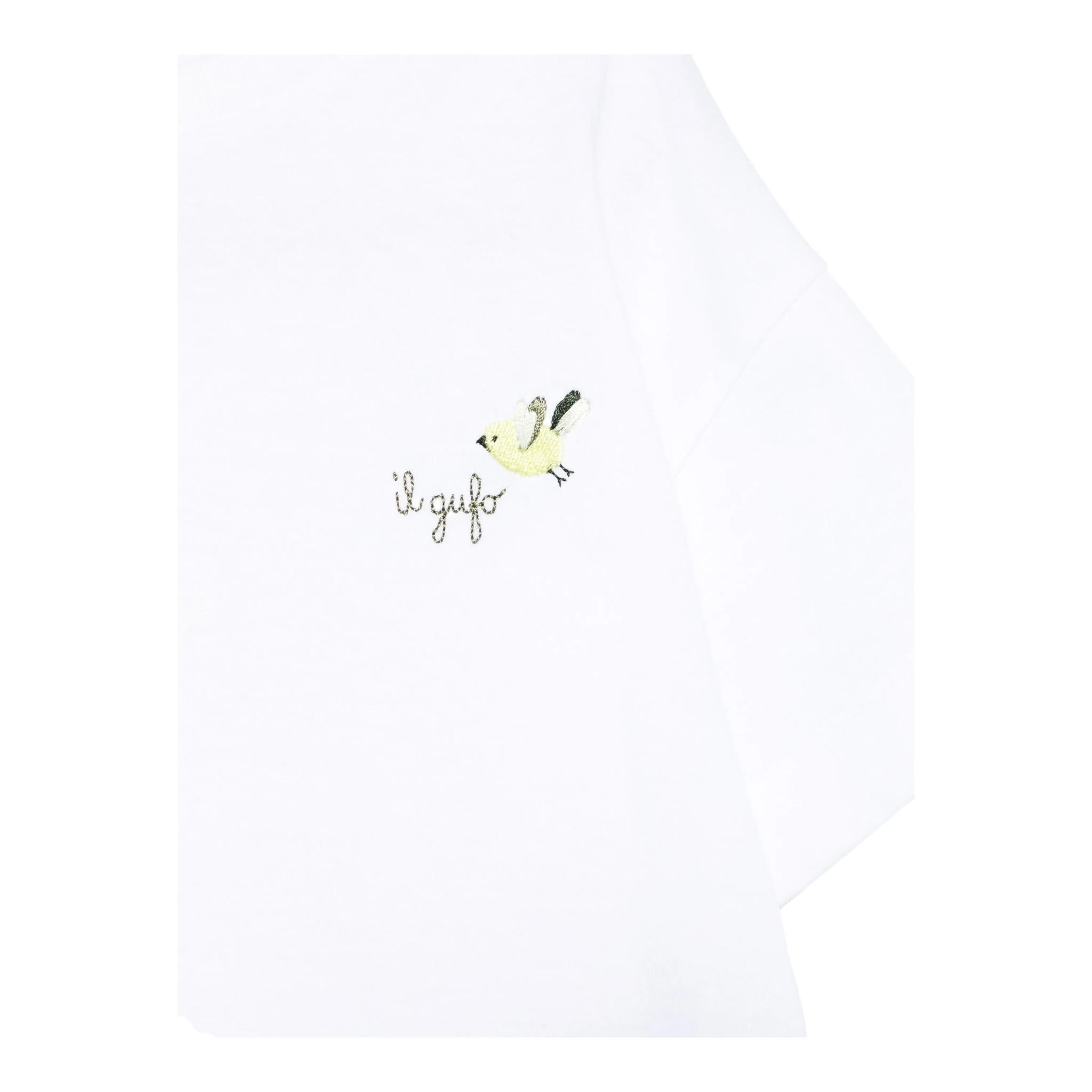 Il Gufo T-Shirt Girocollo Tinta Unita con Ricamo per Neonata P25TS473MF001N BIANCO IL GUFO 