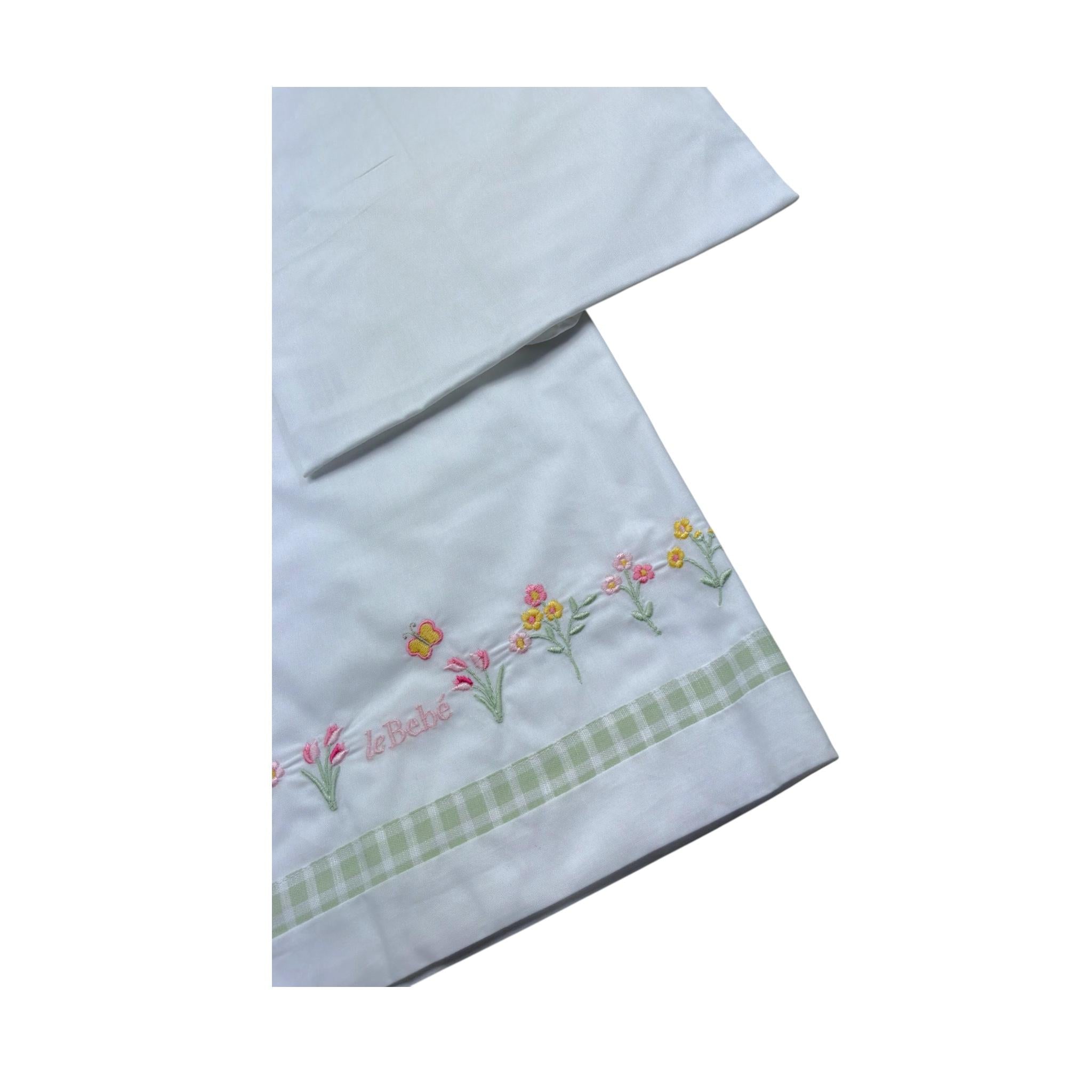 Le Bebe' Lenzuola Set 3 Pezzi Tinta Unita con Stampa per Neonata LBG6234 BIANCO LE BEBE' 