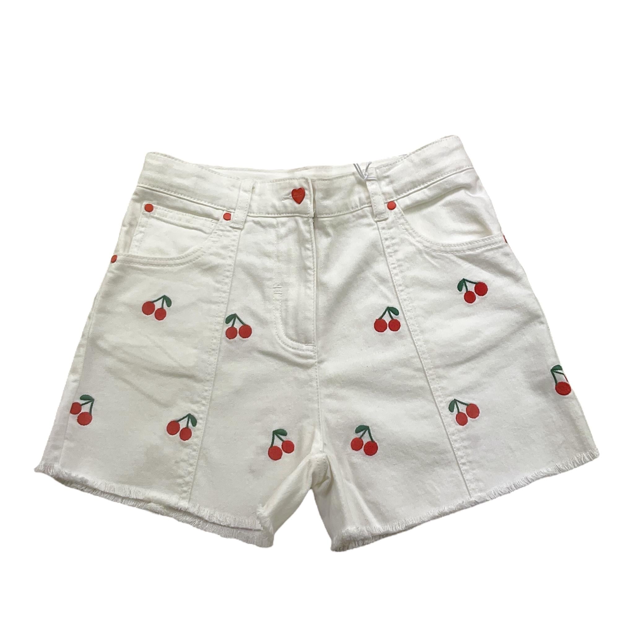 Stella Mccartney Short Tinta Unita con Girovita Regolabile E Stampa Ciliegie per Bambina TW6B80 BIANCO STELLA McCARTNEY 