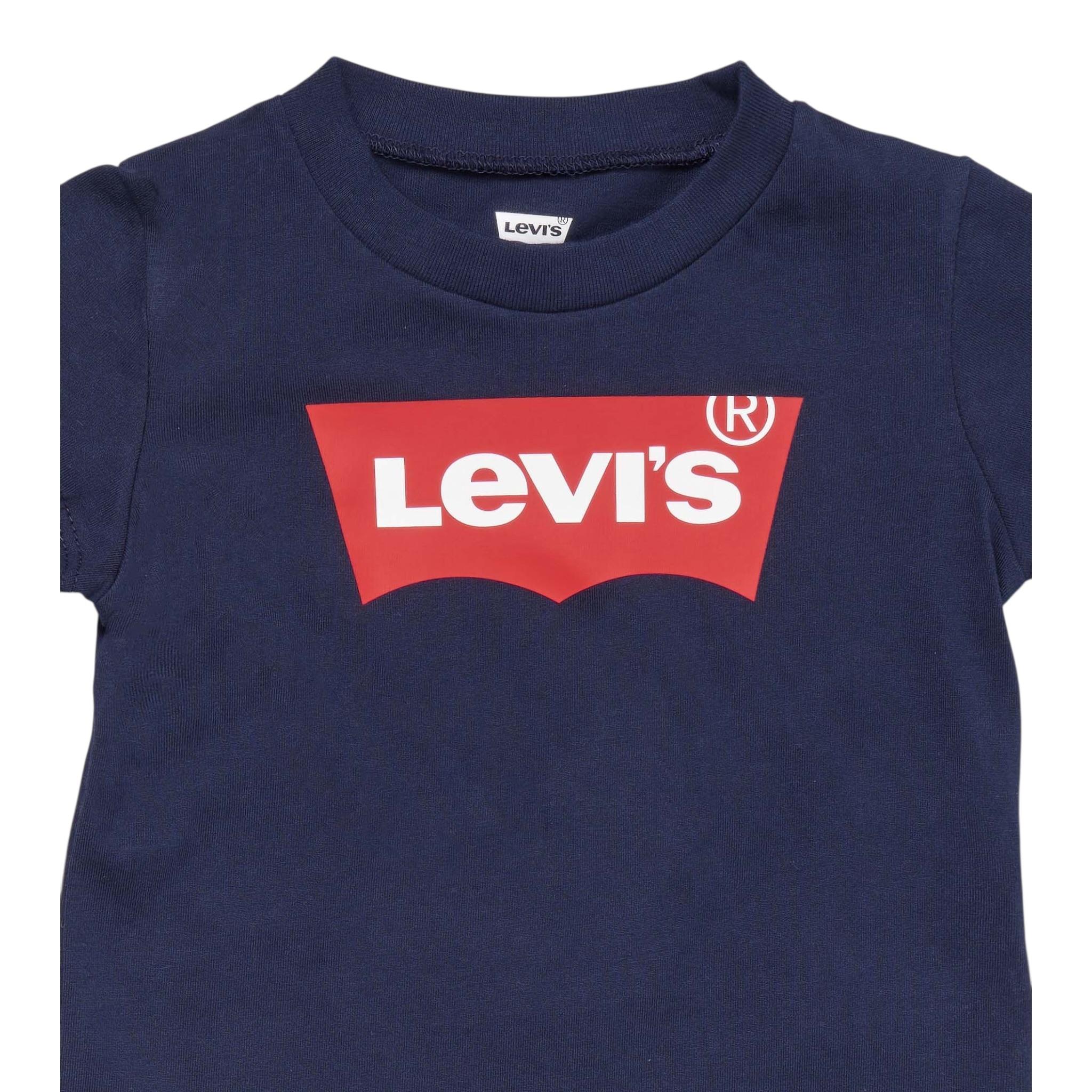 Levi'S T-Shirt Girocollo tinta unita con Logo Blu per Neonato 6E8157XXXX BLU LEVI'S 