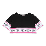 Chiara Ferragni Solid Color Crewneck T-Shirt With Print Black For Girls