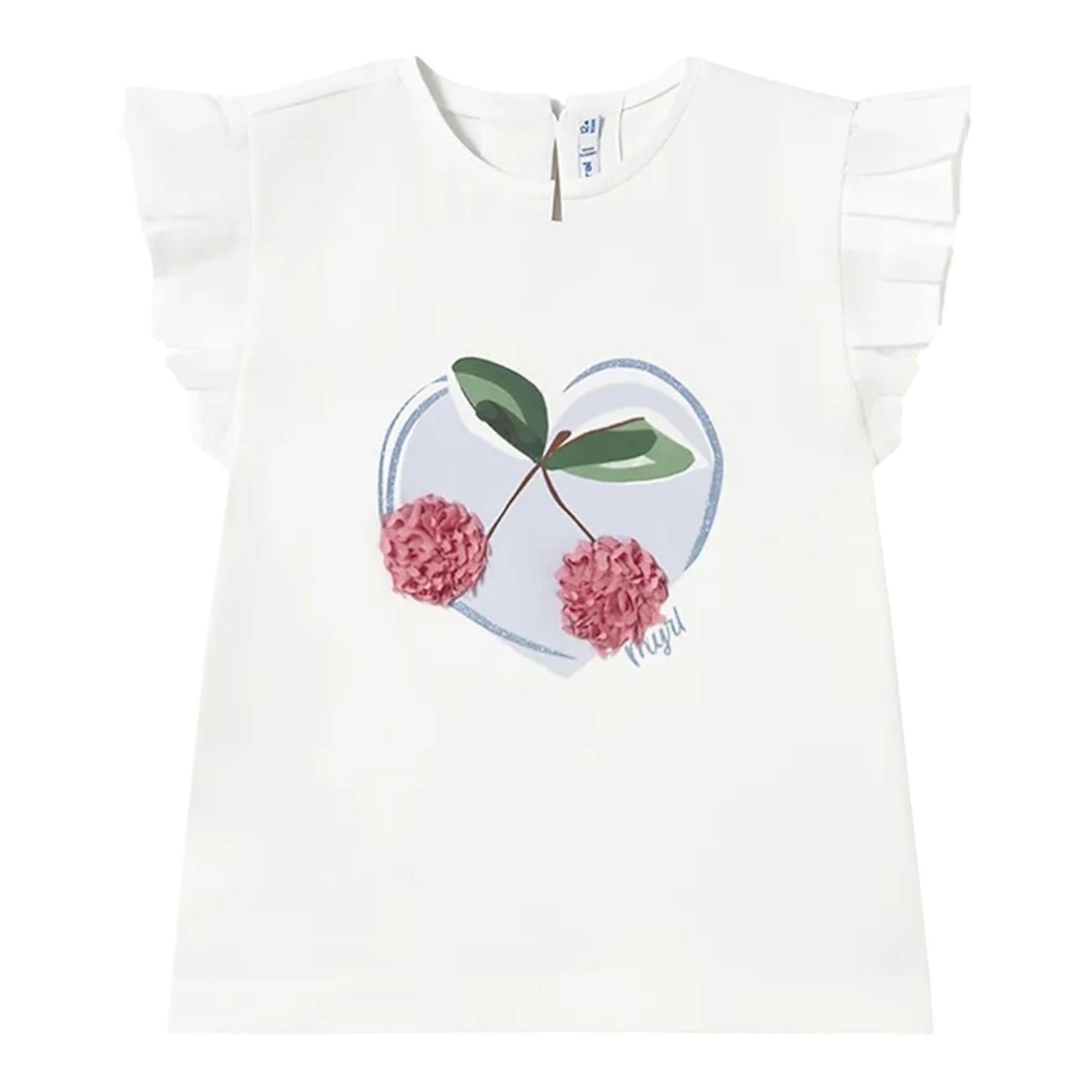 Mayoral T-Shirt Girocollo Tinta Unita con Stampa per Neonata 1042 BIANCO/AZZURRO MAYORAL 