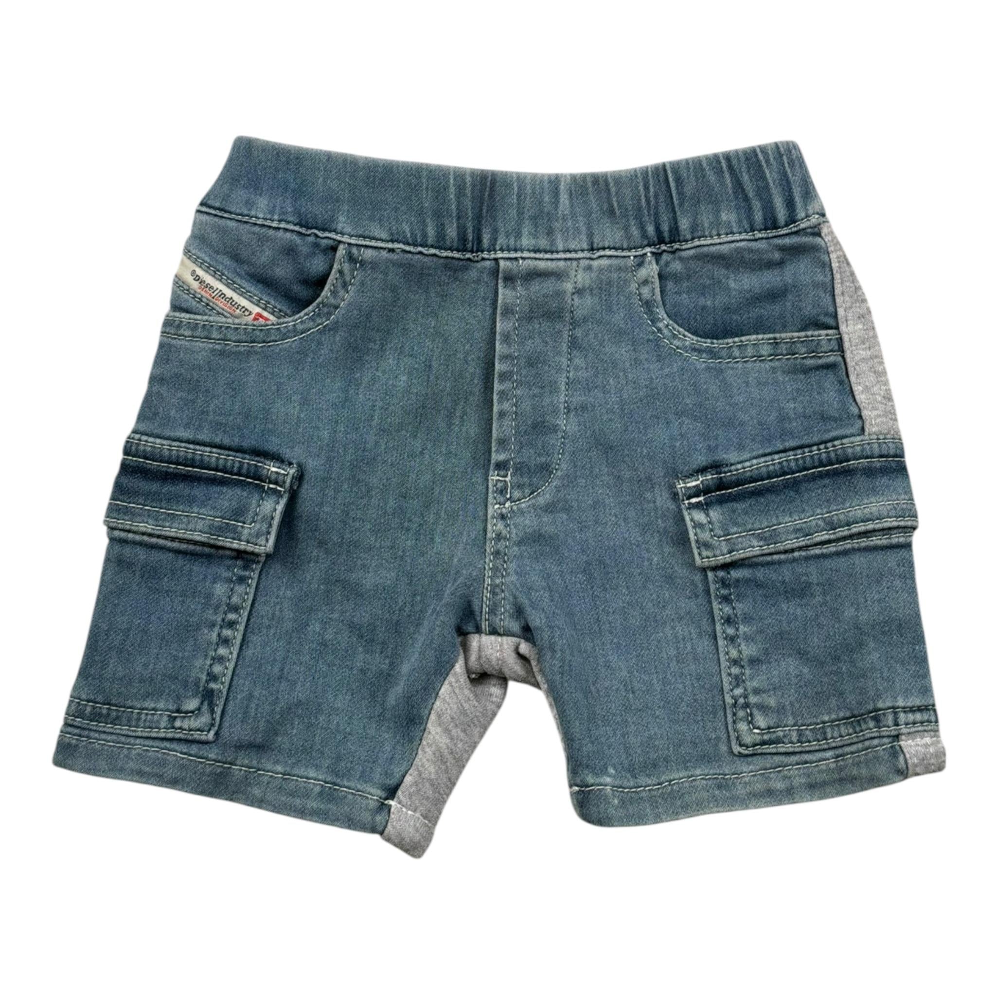 Diesel Bermuda In Denim Tinta Unita con Elastico In Vita per Neonato K00481 AZZURRO DIESEL 