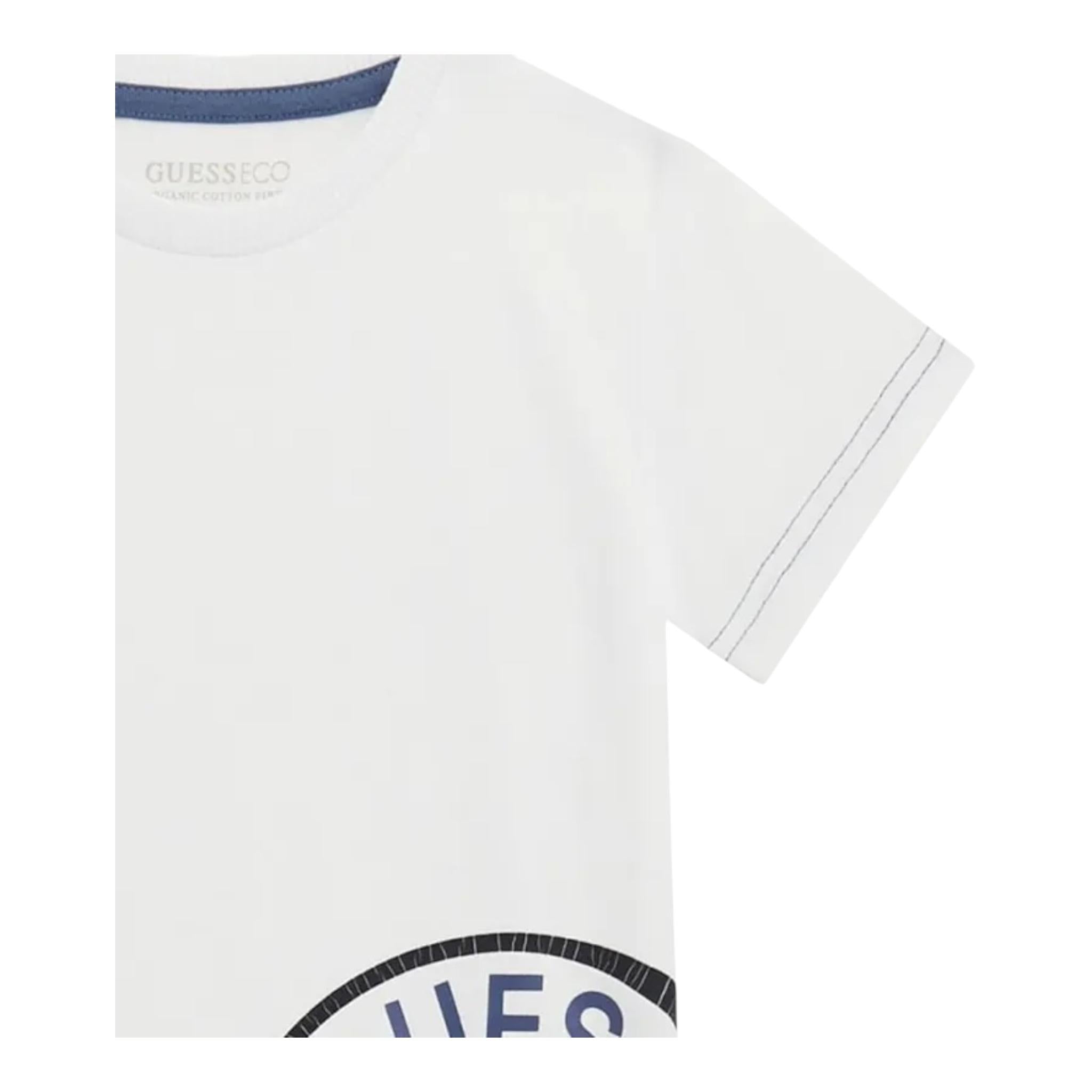 Guess T-Shirt Girocollo Tinta Unita con Stampa per Bambino N5RI15K8HM4 BIANCO GUESS 