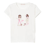 Liu Jo T-Shirt Girocollo Tinta Unita con Brillantini per Bambina KA5020X BIANC LIU JO 